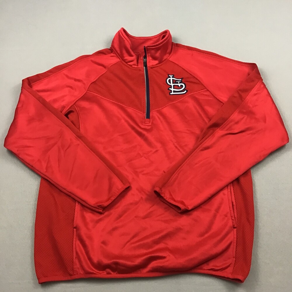 St. Louis Cardinals Jacket Men Large Red Solid MLB 1/4 Zip Windbreaker Pullover